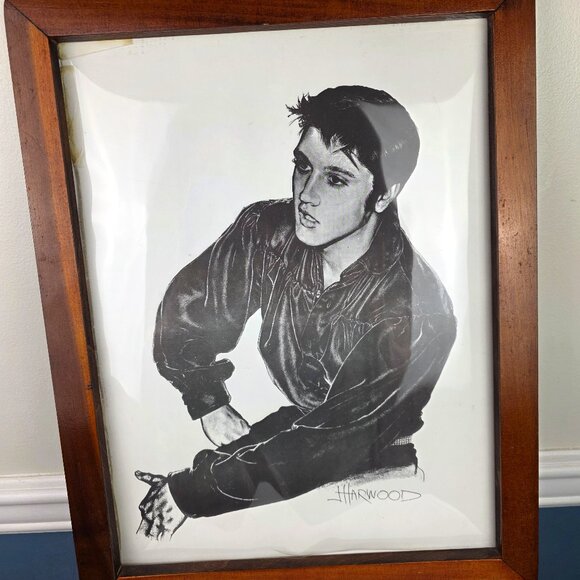 Elvis Presley Sketch Drawing J. Harwood Framed